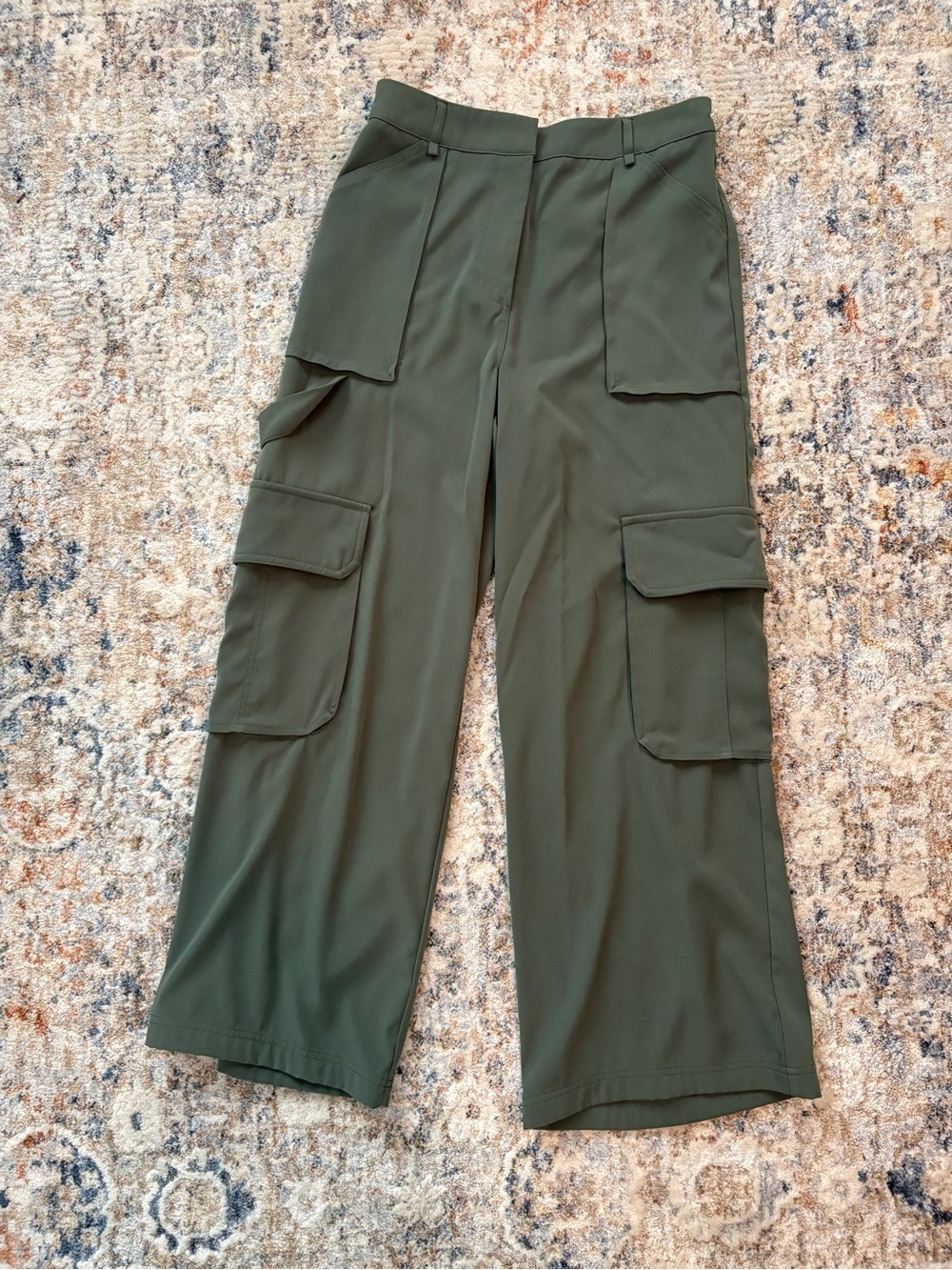 Olive Green Wide Leg Cargo Pants